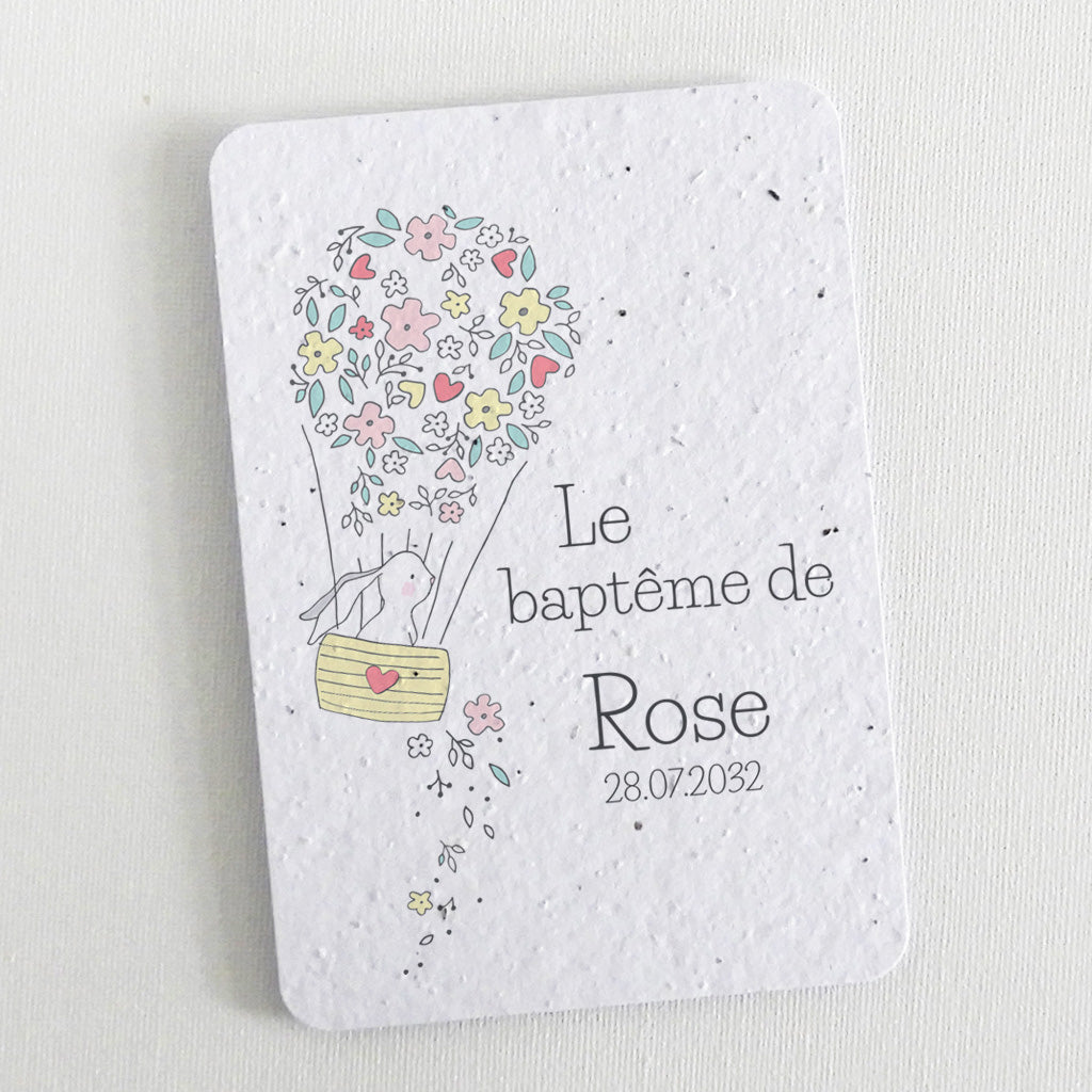 Invitation baptême écoresponsable papier ensemencé