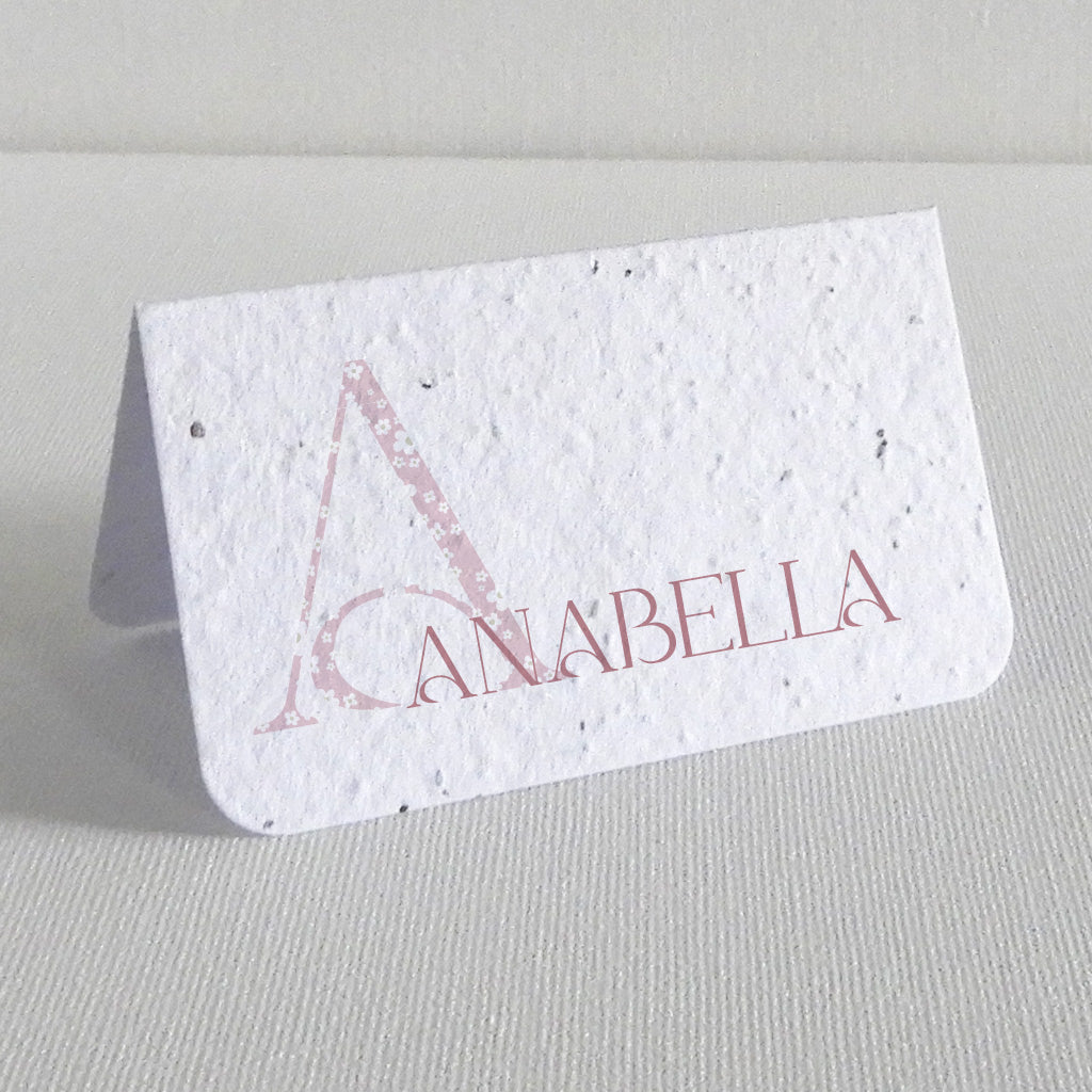 Marque-place baptême écologique papier ensemencé