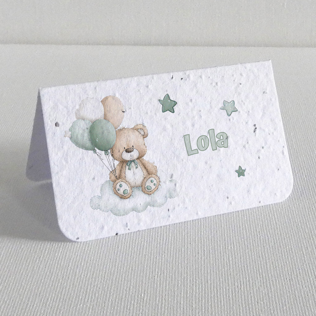marque-place nounours papier ensemencé