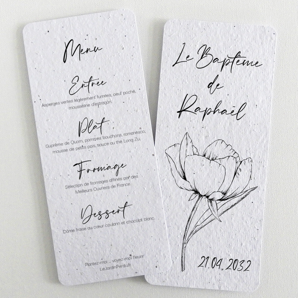 Menu baptême à planter