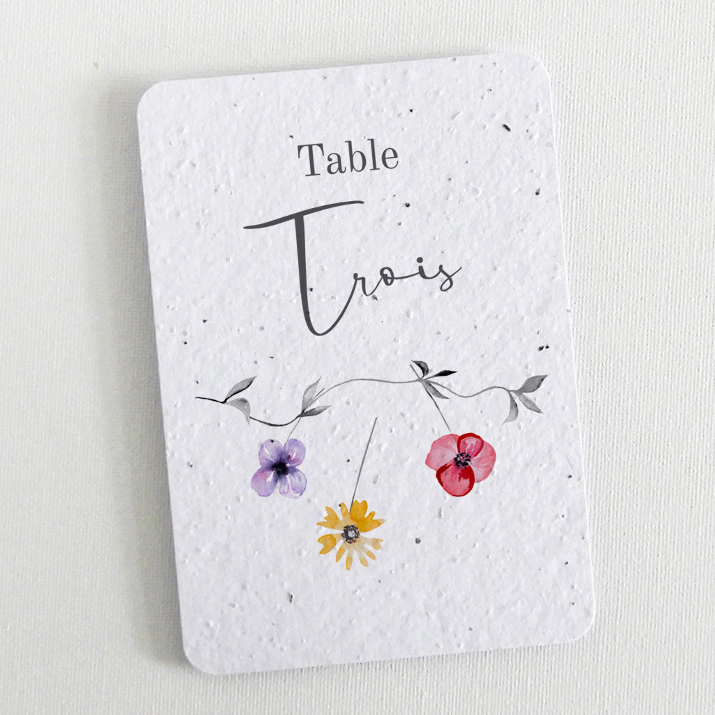 Numéro de table mariage écoresponsable 