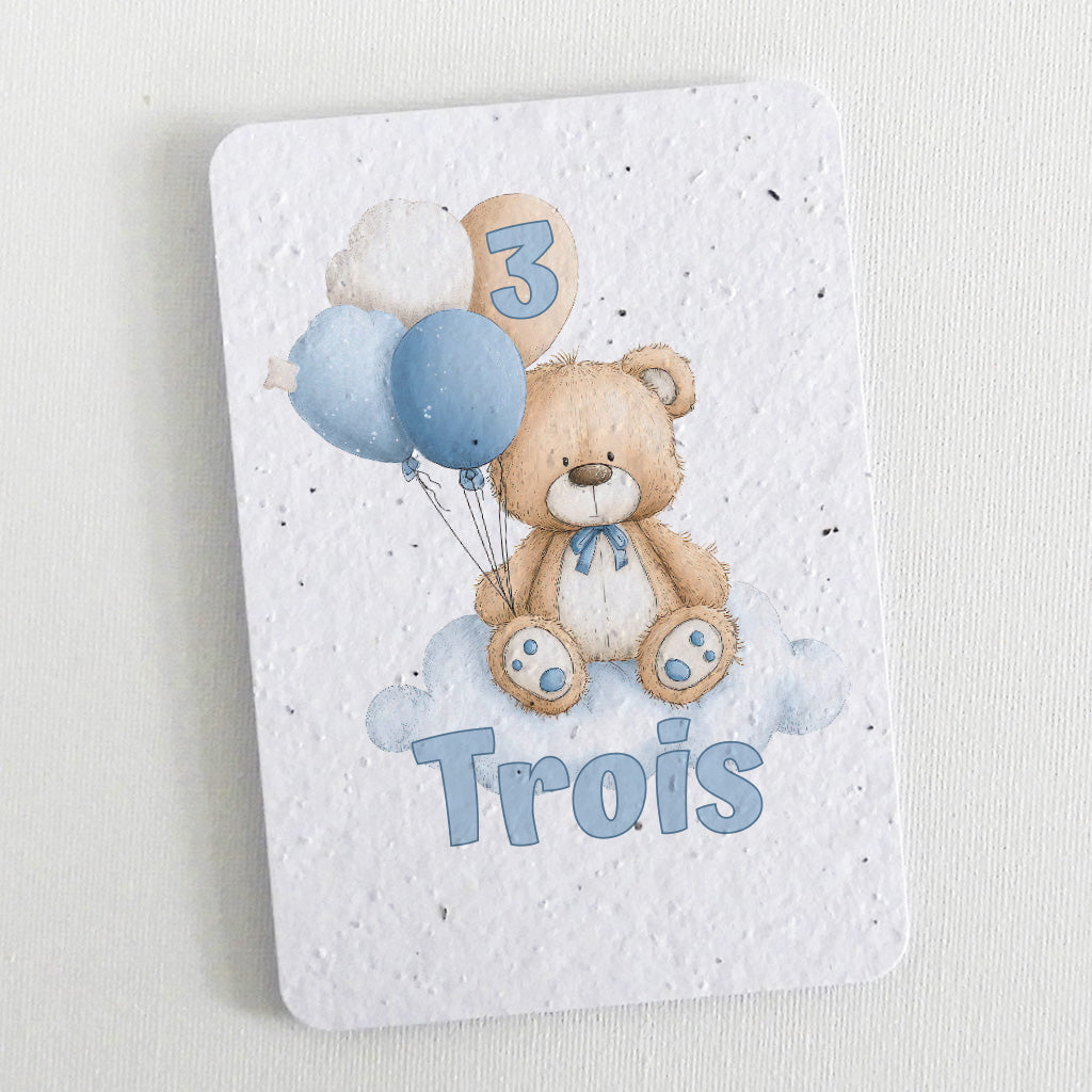 Plantable Table Numbers - Blue Teddy Bear