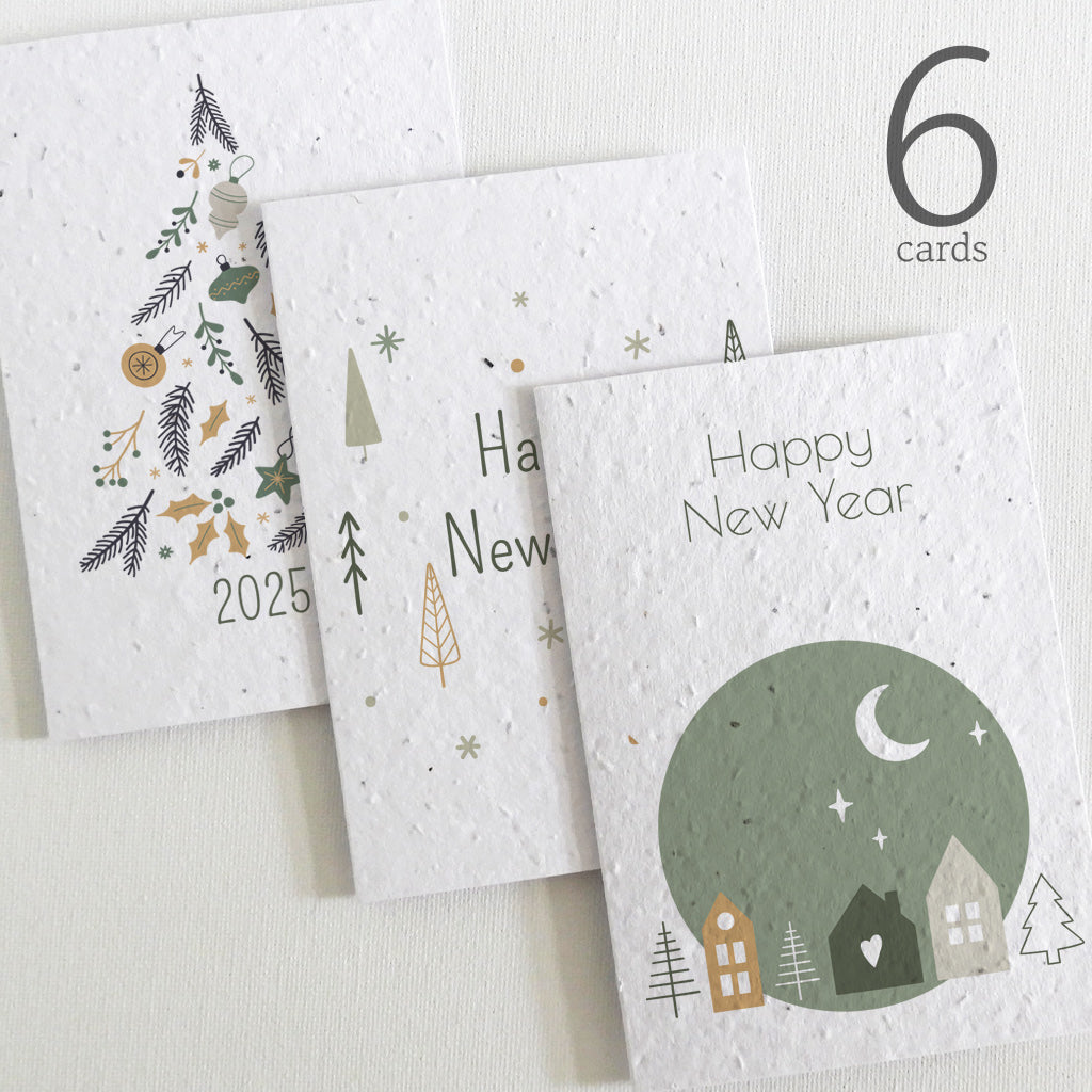 Set of 6 Plantable New Year Cards - Scandinavian Collection