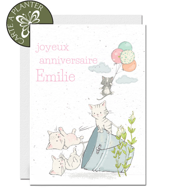 Carte à planter personnalisable chatons