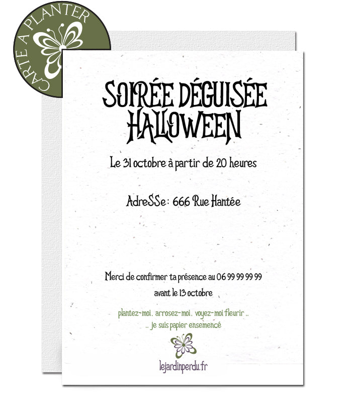 Carte d’invitation écoresponsable Halloween
