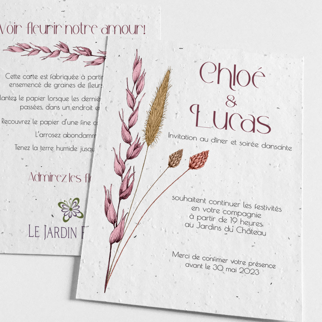 Invitation de mariage à planter