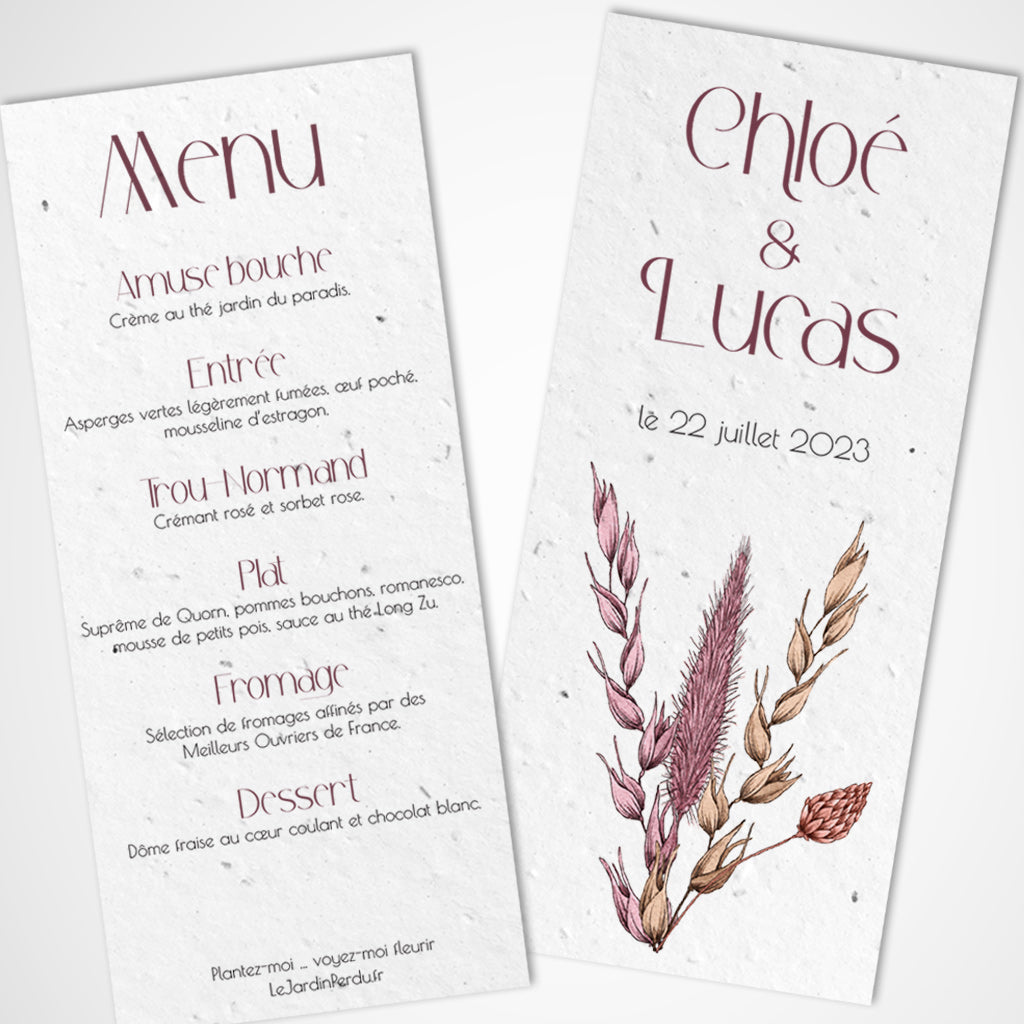 Menu papier ensemencé