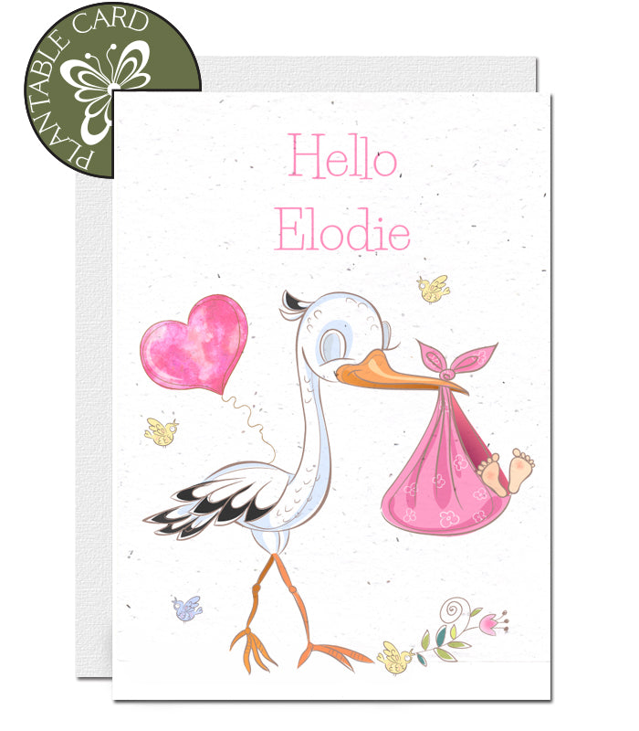 plantable new baby card personnalised baby girl