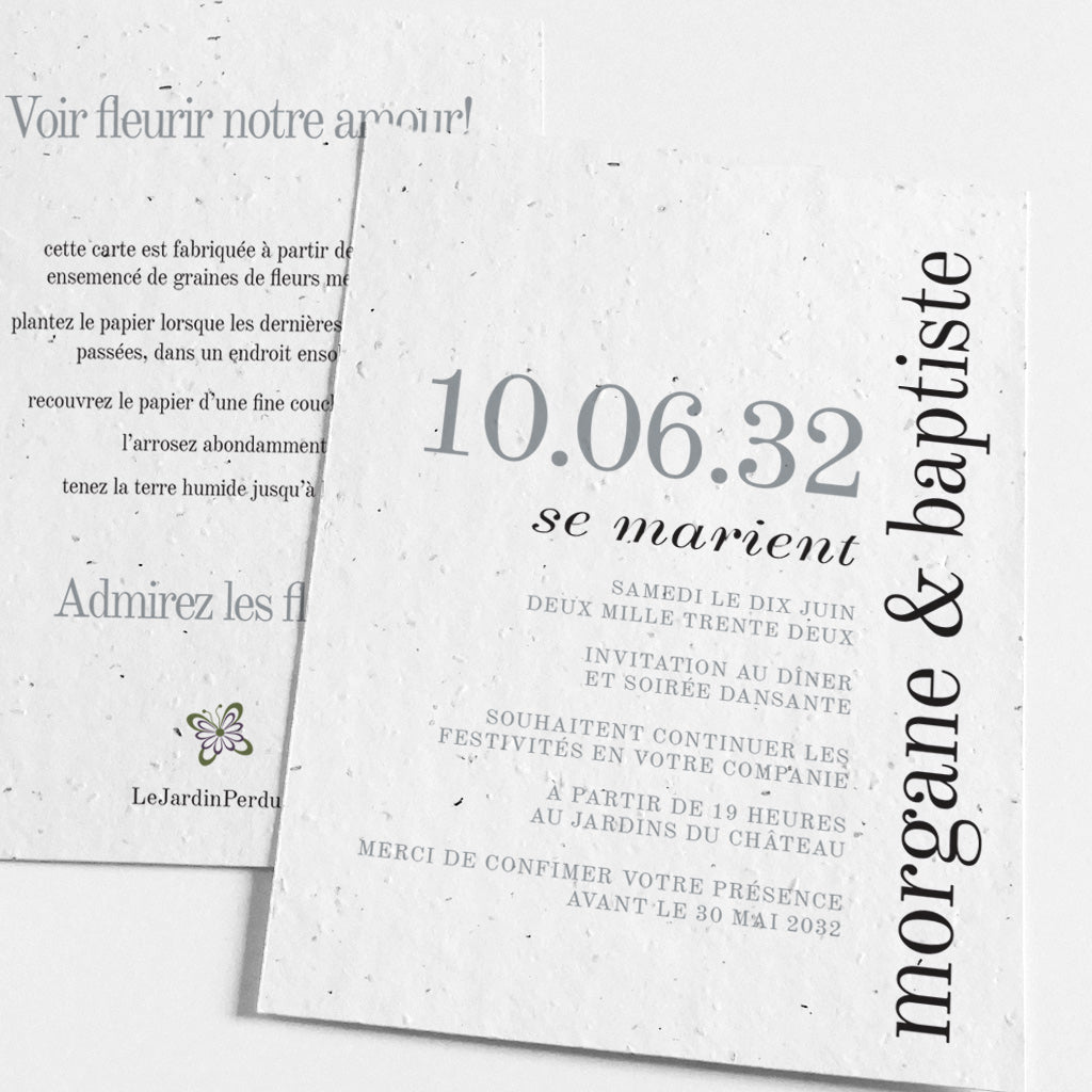 carte d'invitation mariage à planter