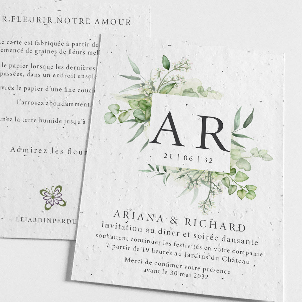 carte d'invitation ensemencée