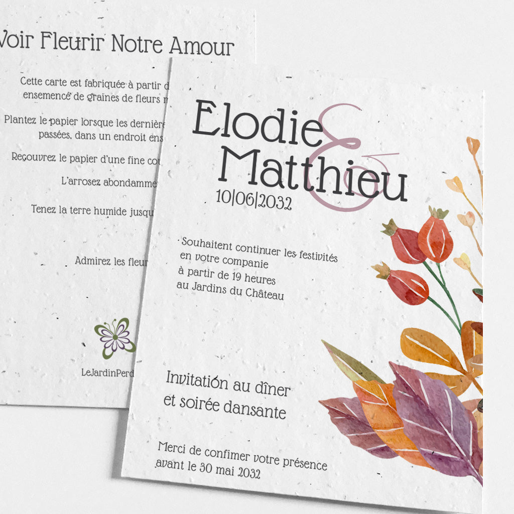 carte d’invitation mariage a planter 