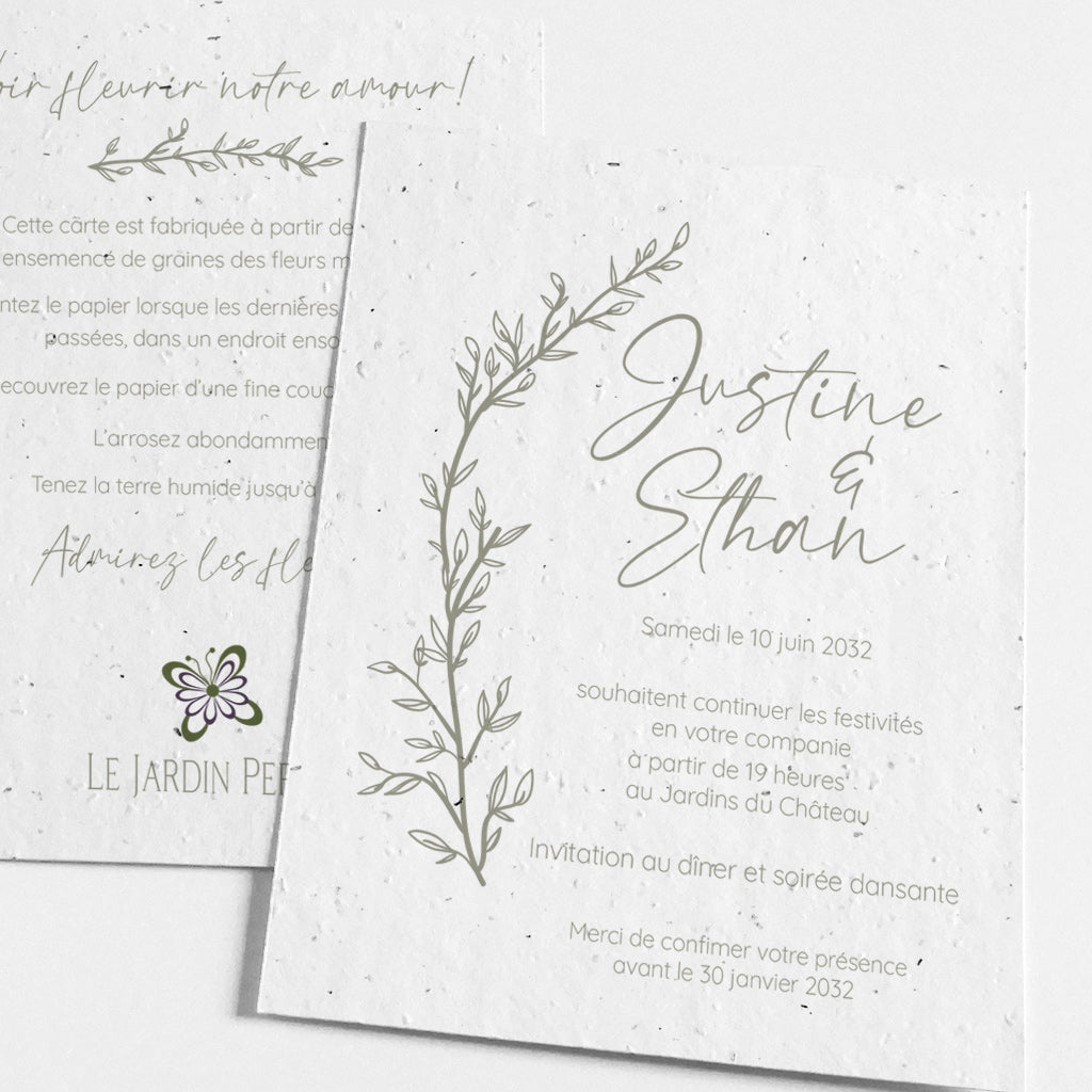 carte invitation mariage à planter