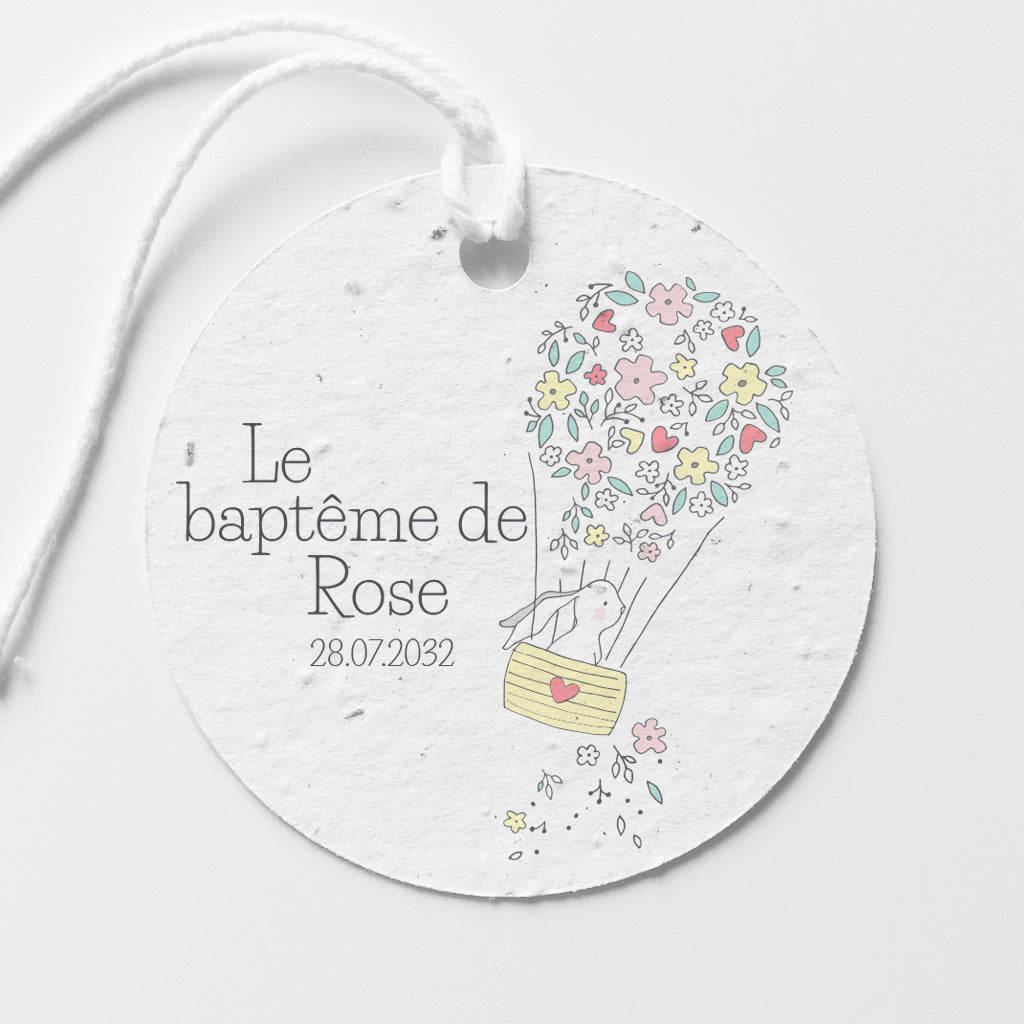 papier ensemencé Étiquette baptême 