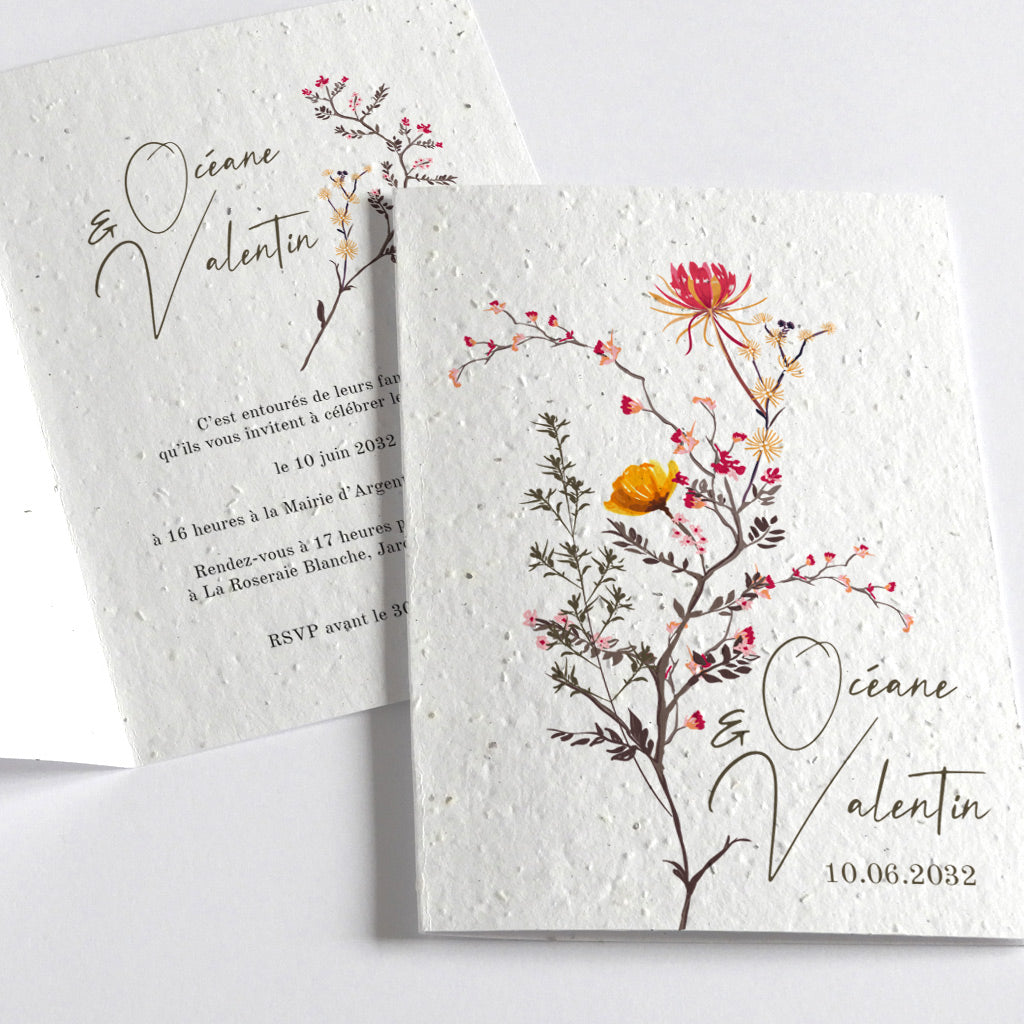 Faire part de mariage ensemencé