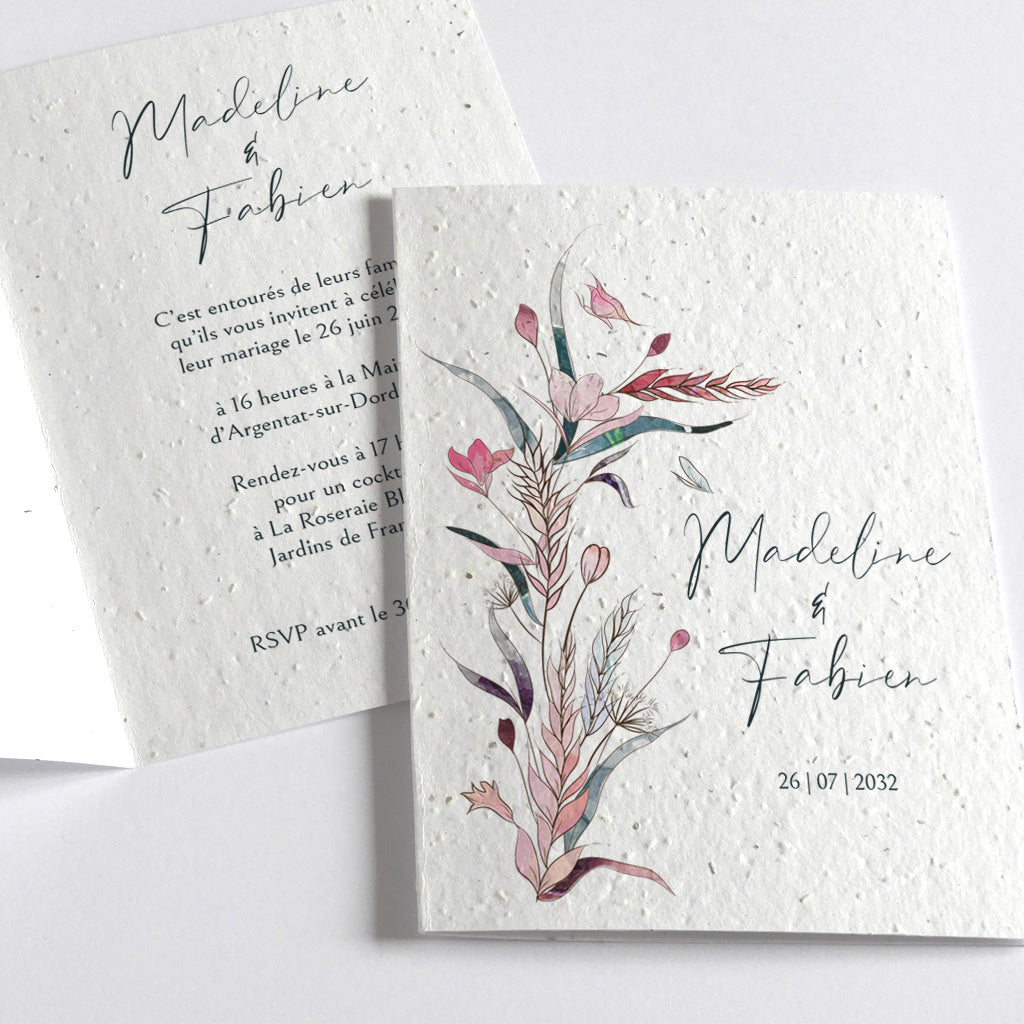 Faire-part de mariage ensemencé