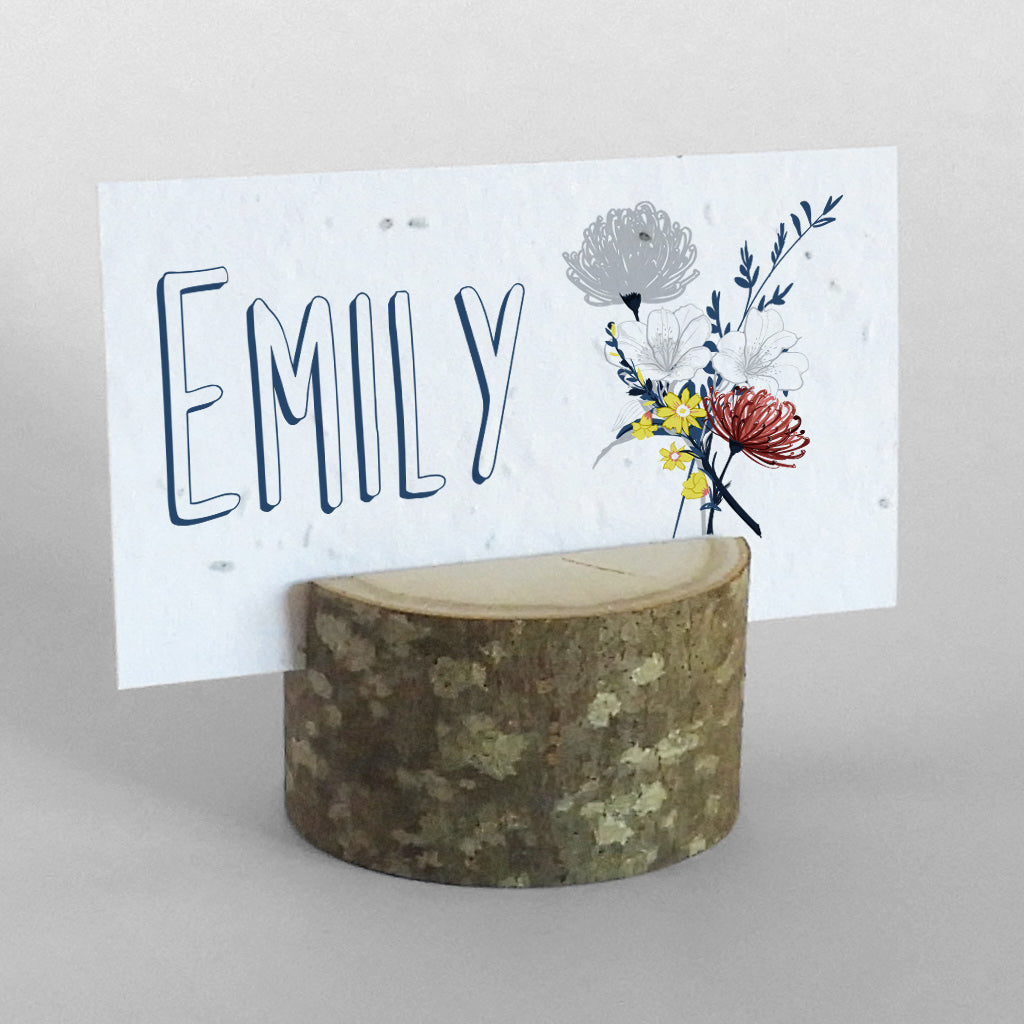 marque places à planter avec rondins de bois