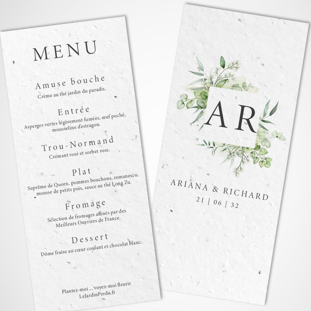 menu papier ensemencé