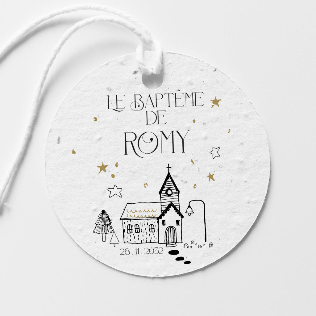 Étiquette baptême à planter