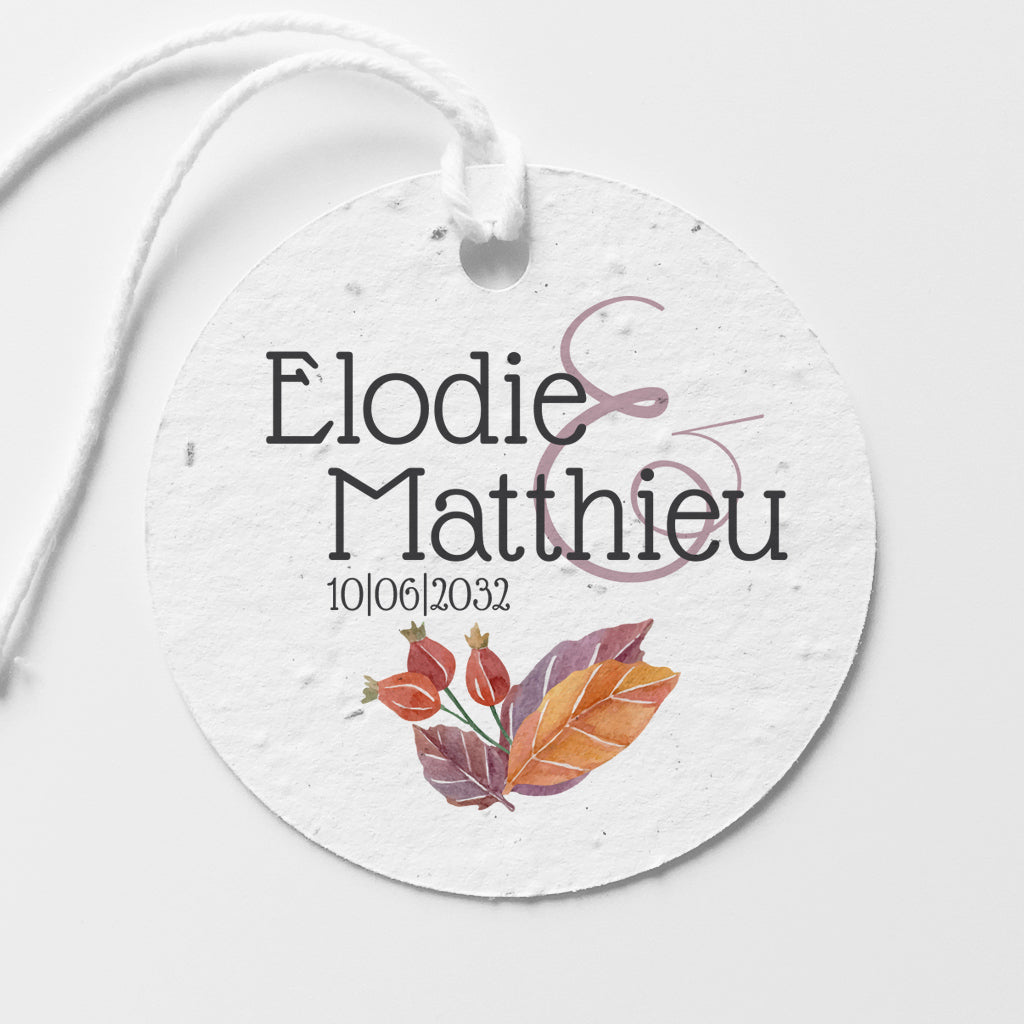 Papier ensemencé etiquette mariage
