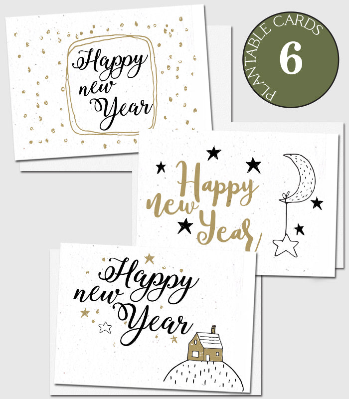 seed paper cards new year set 6
