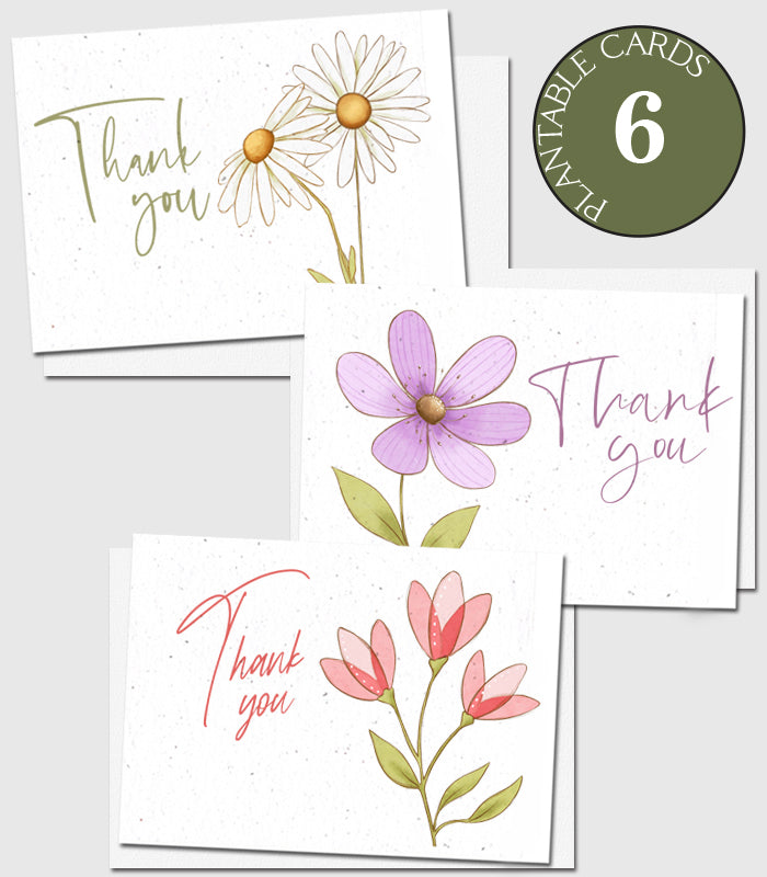 seed paper cards thank you set of 6
